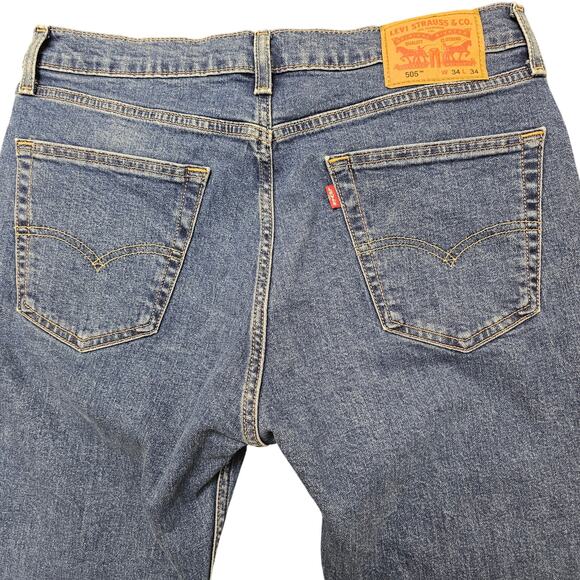 Levi's 505 Regular Fit Classic Straight Leg Jean with Zipper Fly 34x34 - Picture 4 of 11